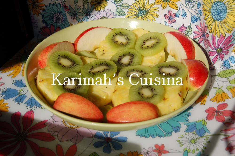 Fruits, pineapple, kiwi and apple.